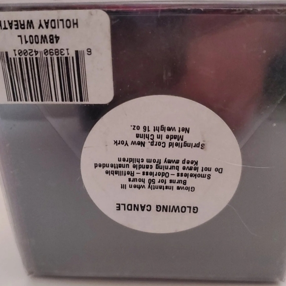 Springfield Glowing Candle Holiday Wreath Pattern NEW Unopened Vtg Refillable - Picture 9 of 12